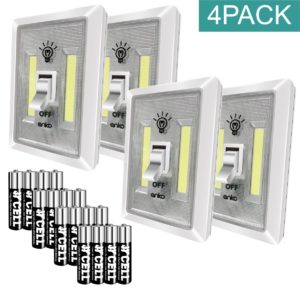 ANKO 200 Lumen COB LED Night Light, Emergency lights Switch Cordless Portable with Battery, Magnetic, Sticker for Wardrobe, Camping, Kitchen, Garage (4 Pack)