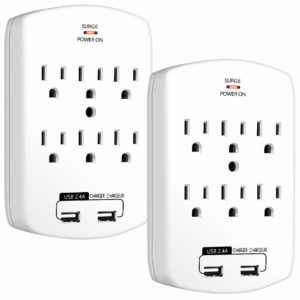 ANKO 6-Outlet Surge Protector Wall Tap ETL Certified (2 PACK)